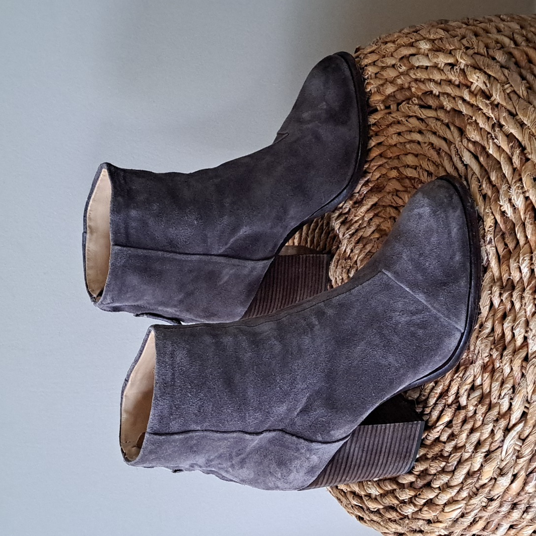 Rag & Bone Womens Ashby Granite Grey Suede Ankle Booties 3.5" Heels Eu38.5/Us8
